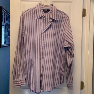 Striped long sleeve button up dress shirt